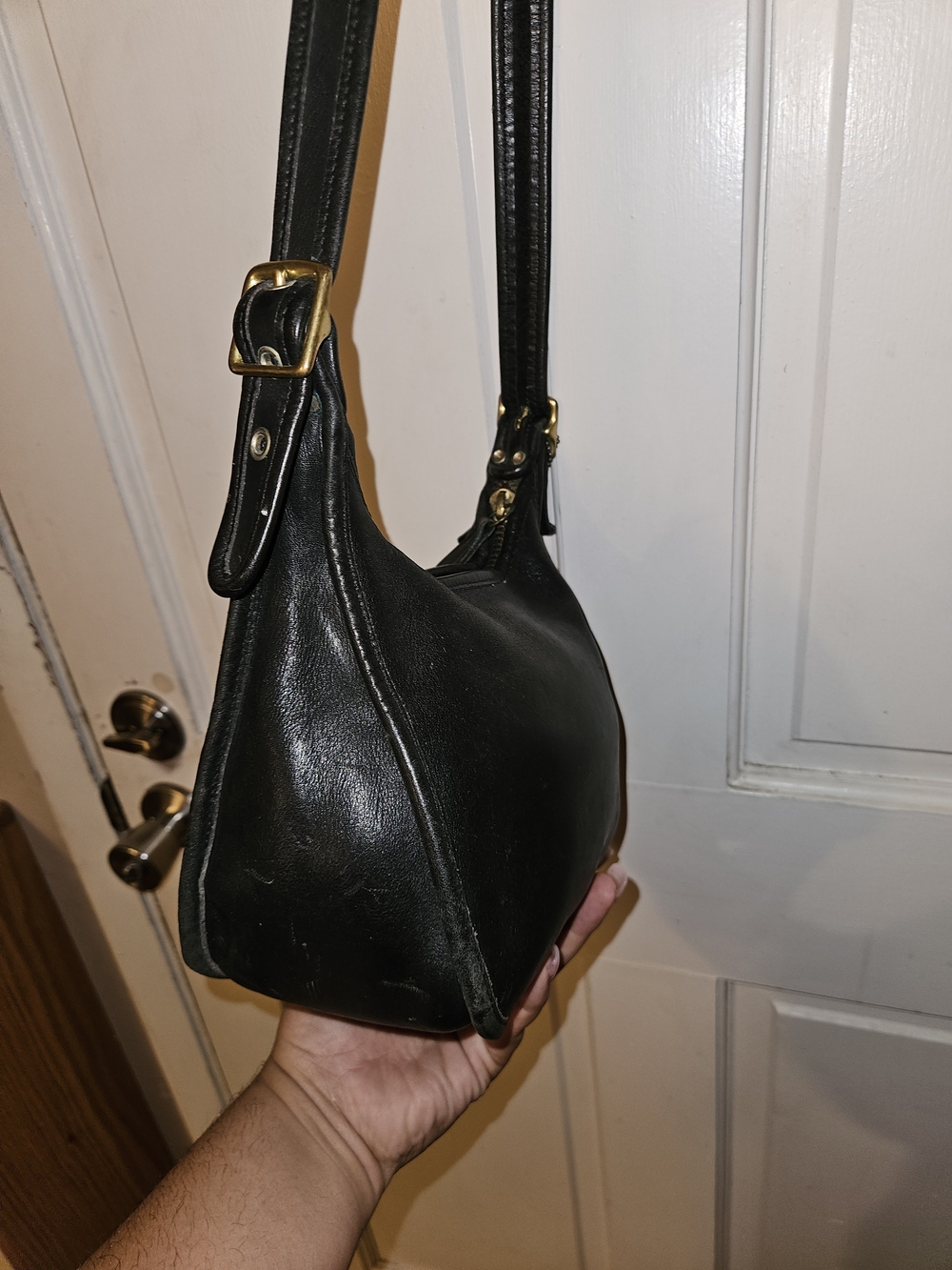 black leather Coach Vintage Janice Legacy Bag (Style No. 9950)